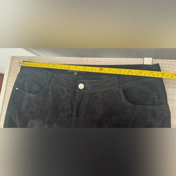 LAFAYETTE 148 Mercer Suede Leather Front Skinny Pants Black Rock Fall Chic 12 - Picture 7 of 10